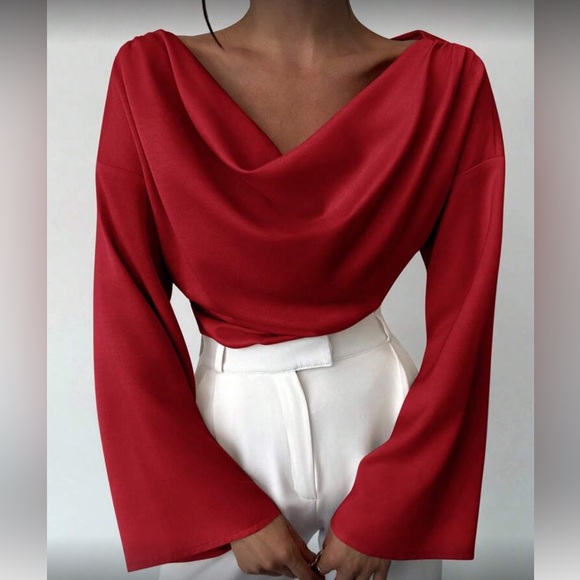 Elegant Pink  Drape Blouse - Picture 2 of 16